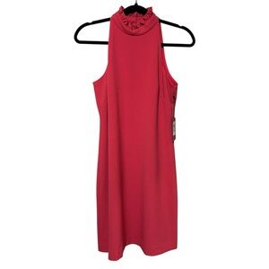 NWT Vince Camuto Women’s Hot Pink Ruffle Halter Sheath Mini Dress Sz 2